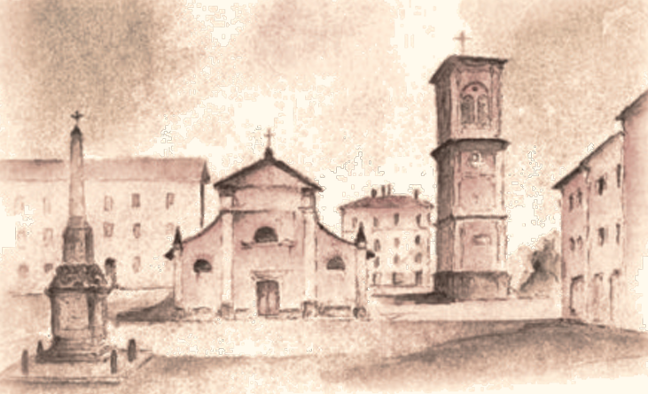 Disegno storico della piazza di Savigno